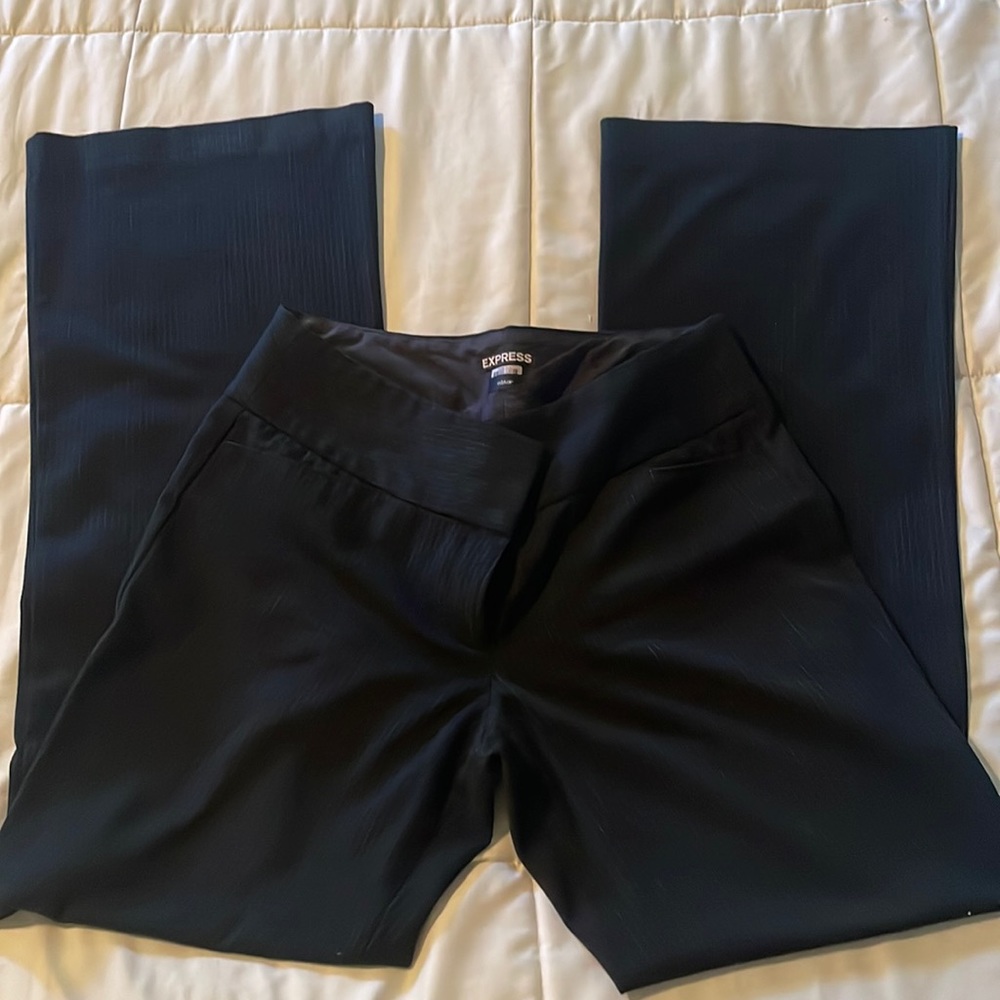 Express Editor Black Pinstripe Mid Rise Flare Trousers Womens 6